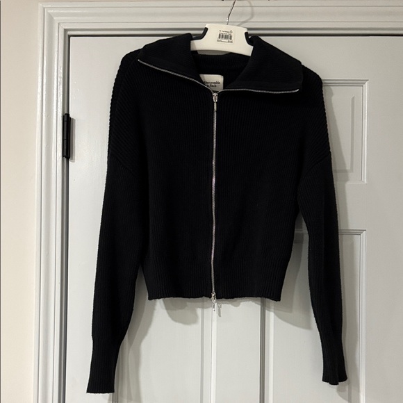 Abercrombie & Fitch A&F Double Zip Cardigan - Black size S - Picture 2 of 9
